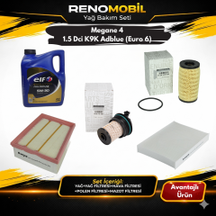 Yağ Bakım Seti (Motor Yağı+Yağ Filtresi+Hava Filtresi+Polen Filtresi+Mazot Filtresi) | Renault Megane 4 1.5 Dci K9K Adblue (Euro 6)