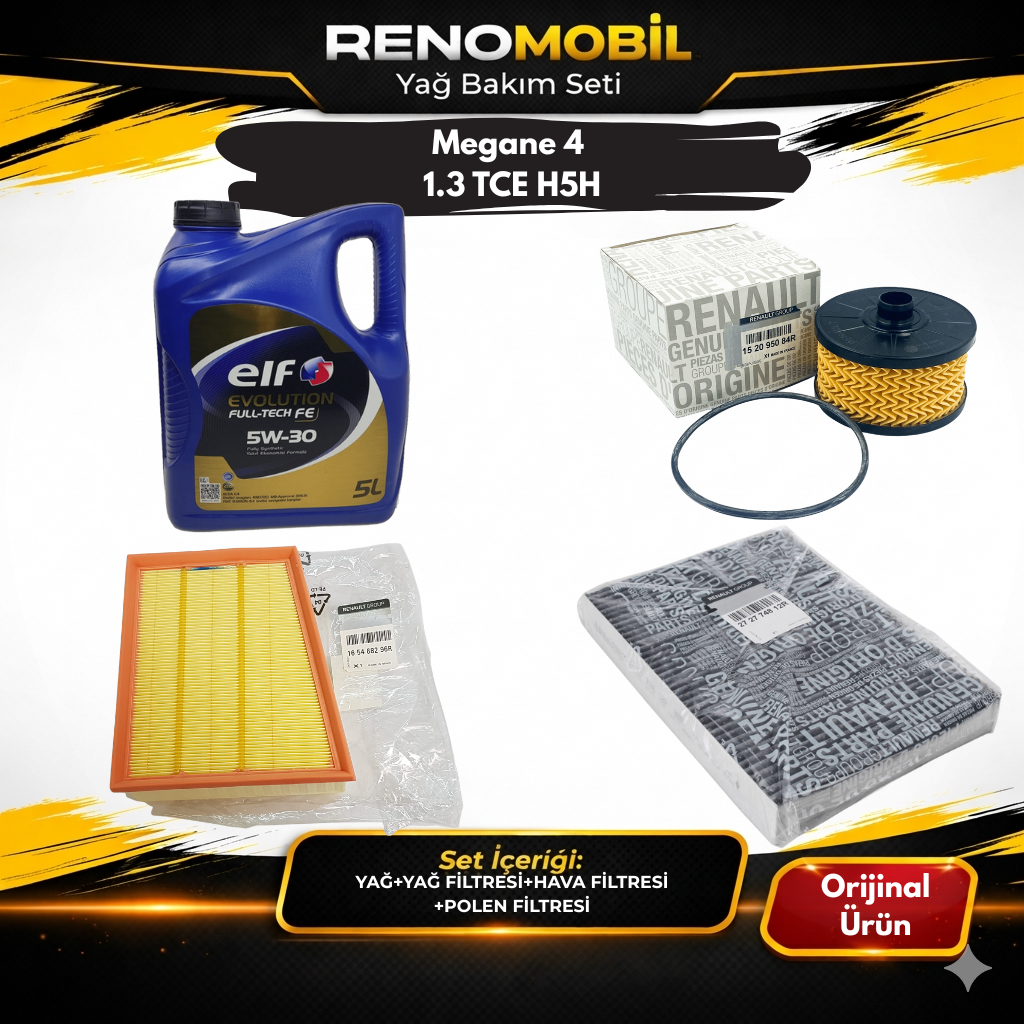 Yağ Bakım Seti (Motor Yağı+Yağ Filtresi+Hava Filtresi+Polen Filtresi) | Renault Megane 4 1.3 TCE H5H