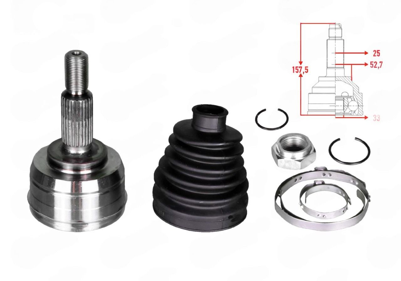 Ön Dış Aks Kafası (Dış Freze:25 İç Freze:33) | Renault Megane 3, Fluence 1.5 Dci K9K